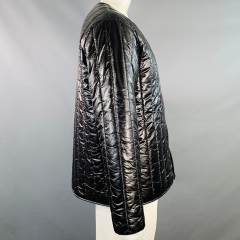 SOUTH 2 WEST 8 Size L Black Quilted Nylon Collarless Puffer Jacket