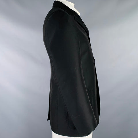 JIL SANDER Size 42 Black Wool Blend Notch Lapel Sport Coat