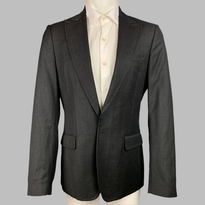 DSQUARED2 Size 40 Grey Charcoal Wool Peak Lapel Sport Coat