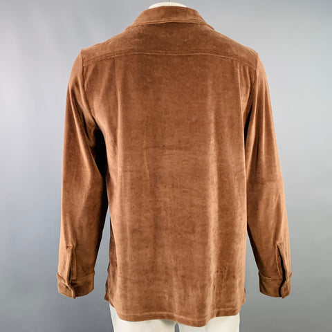 TODD SNYDER Size L Brown Cotton Blend Velvet Button Up Long Sleeve Shirt