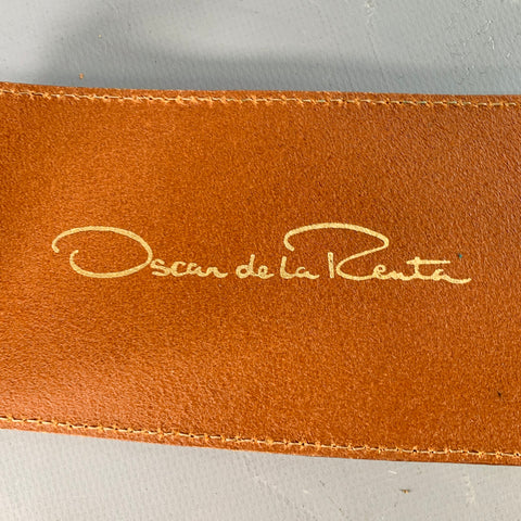 OSCAR DE LA RENTA Size M Brown Silver Leather Wrap Belt