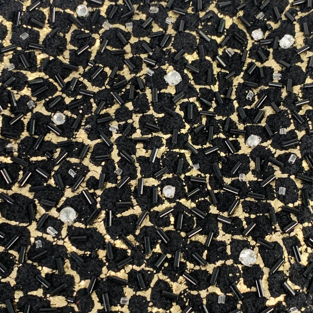 DIANE VON FURSTENBERG Size S Joele Black Gold Wool Cropped Jacket Blazer