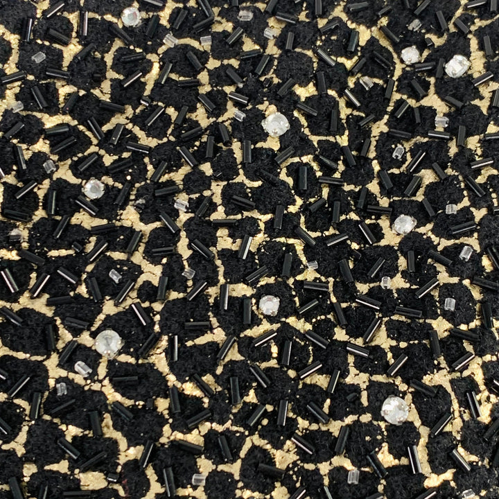 DIANE VON FURSTENBERG Size S Joele Black Gold Wool Cropped Jacket Blazer