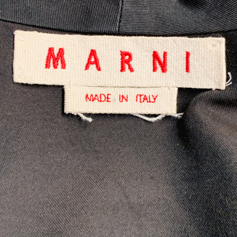 MARNI Size 6 Black Cotton Polyester Twill Snaps Jacket Blazer