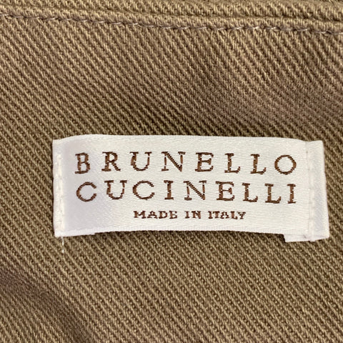 BRUNELLO CUCINELLI Size 4 Brown Cotton Blend Twill Flat Front Casual Pants