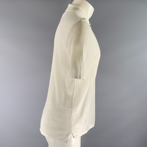 RAG & BONE Size M White Knit Cotton Blend 3 button Polo