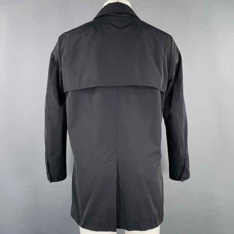 THEORY Size M Marvey Conquest Black Nylon Cotton Single Breasted Coat