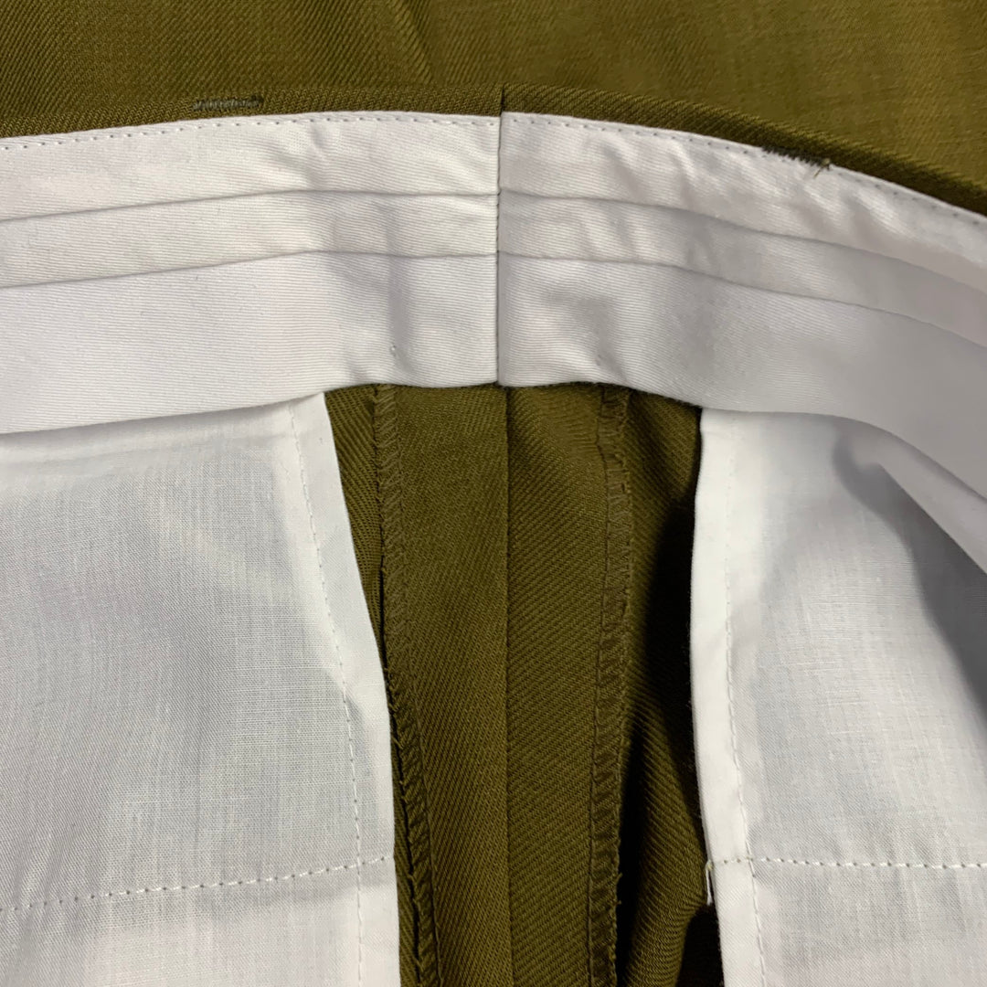 AMI by ALEXANDRE MATTIUSSI Size M Green Olive Virgin Wool Tapered Dress Pants