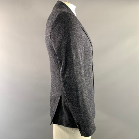 PAUL SMITH Chest Size 40 Blue Heather Wool Blend Notch Lapel Sport Coat