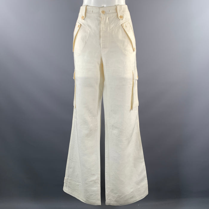 RALPH LAUREN Size 8 Cream Linen Sailor Casual Pants