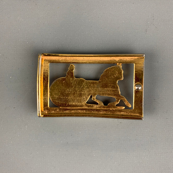 CELINE Gold Metal Equestrian Carriage Belt Buckle