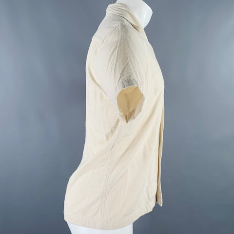 Chemise CMMN en coton crème à manches courtes et une poche, taille M