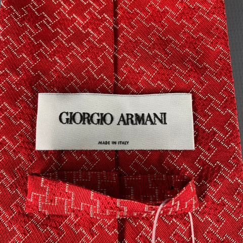 GIORGIO ARMANI Red White Textured Silk Tie