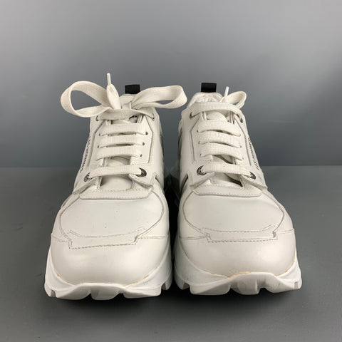 LES HOMMES Size 9.5 White Solid Leather Chunky heel Sneakers