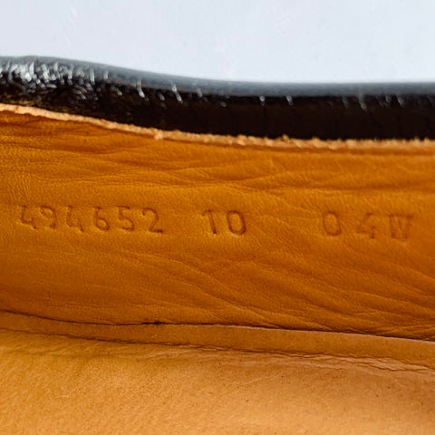 GUCCI Size 10.5 Black Gold Leather Moccasin Loafers