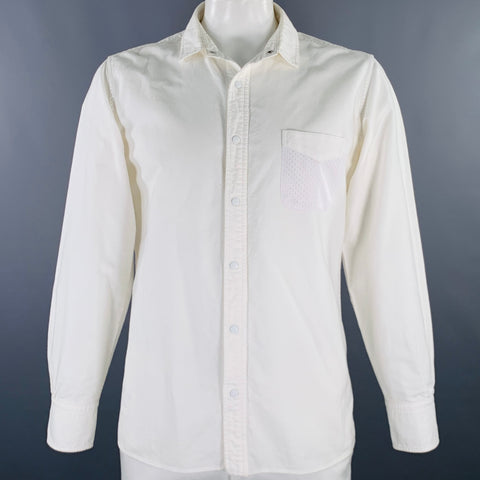 ONES STROKE Size XL White Cotton Sports Jersey Snaps Long Sleeve Shirt