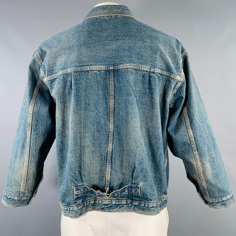 RE/DONE Size XL Blue Cotton Denim Button Up Jacket