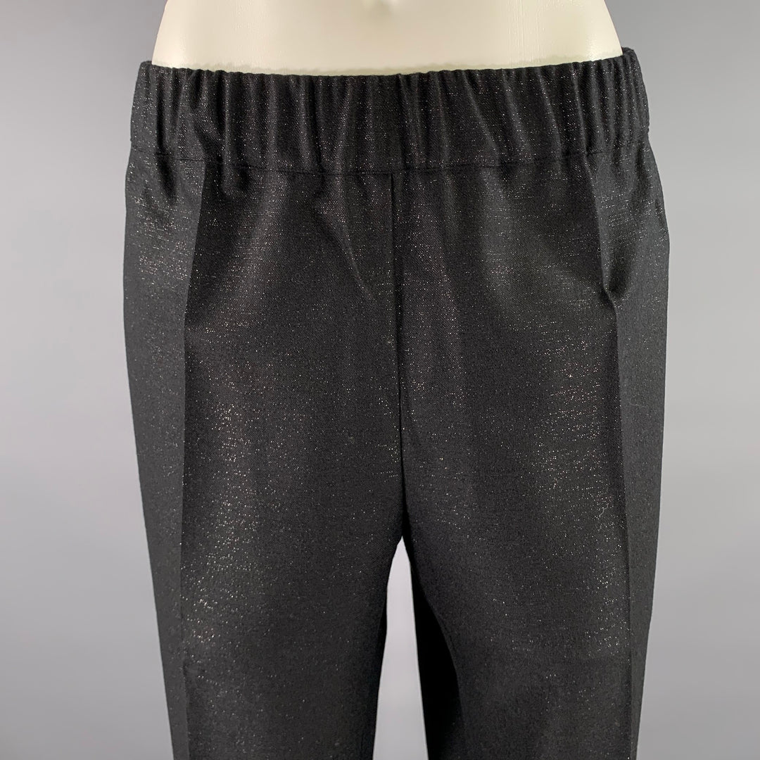 D. EXTERIOR Size 14 Black Glitter Wool Polyester Pants
