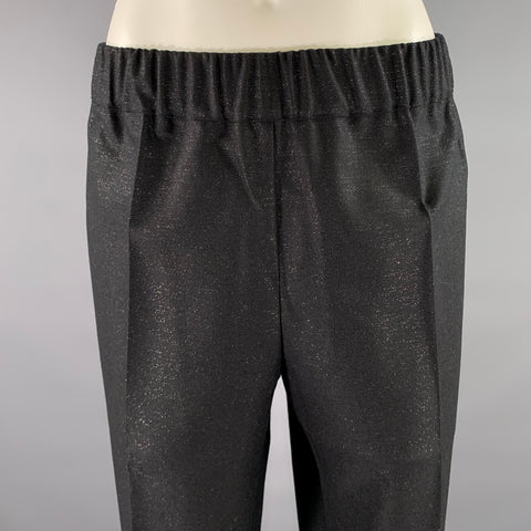 D. EXTERIOR Size 14 Black Glitter Wool Polyester Pants