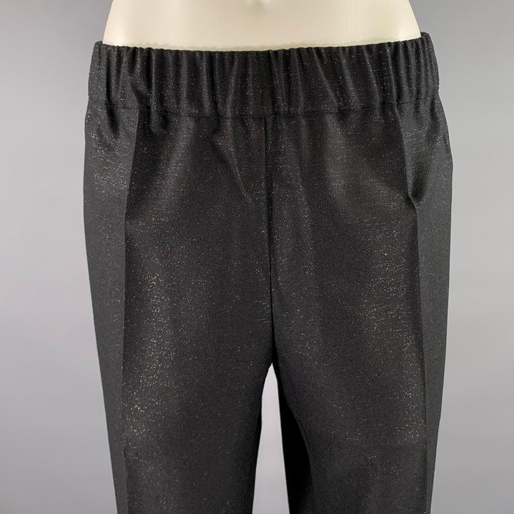 D. EXTERIOR Size 14 Black Glitter Wool Polyester Pants