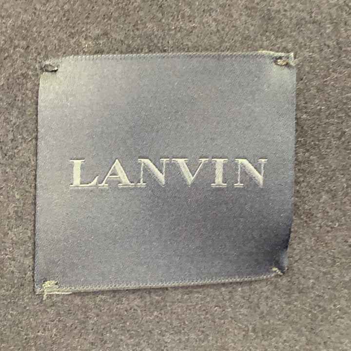 LANVIN Size 40 Navy Black Two Toned Wool Blend Snaps Sport Coat