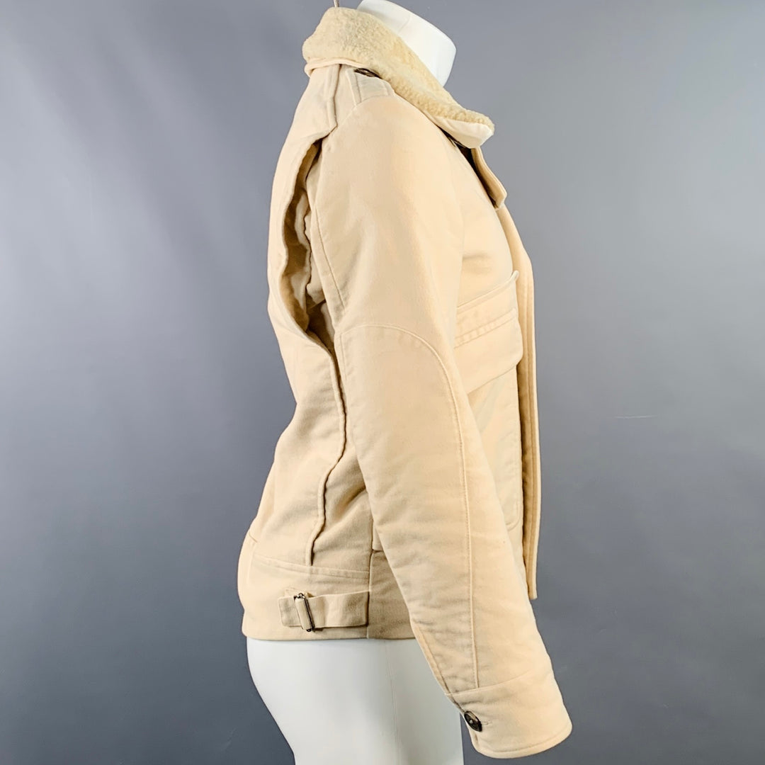 A.P.C. Size S Beige Cotton Moleskin Blouson Hidden Placket Jacket