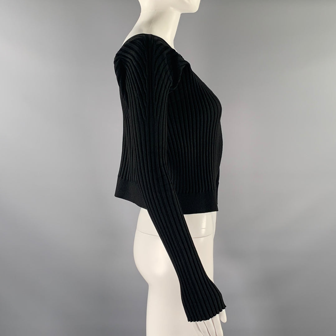 JACQUEMUS Size 2 Black Viscose / Polyamide Long Sleeve Casual Top