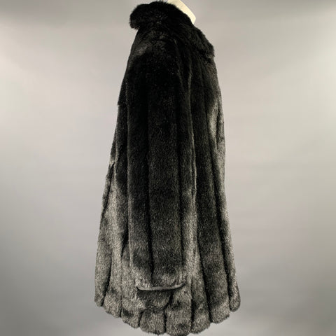 DENNIS BASSO Size XL Black Faux Fur Modacrylic Coat
