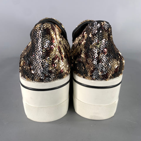 STELLA McCARTNEY Size 9 Silver Gold Sequined Slip On Sneakers