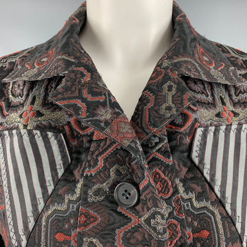 ISSEY MIYAKE Size L Brown Grey Polyester Jacquard Buttoned Jacket