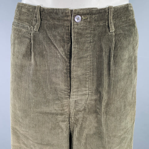 KAPITAL Size XL Olive Green Corduroy Cotton Button Fly Dress Pants