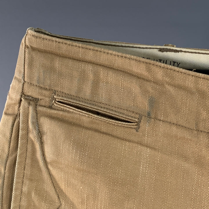 RRL by RALPH LAUREN Size 31 Khaki Cotton Cuffed Straight Button Fly Casual Pants