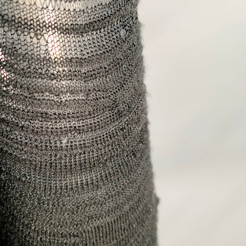 ESCADA Taille M Pull en mélange de laine noire à rayures texturées et col rond