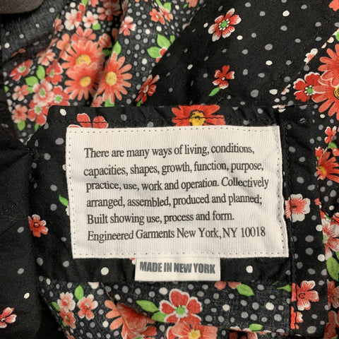ENGINEERED GARMENTS Size S Black Red Cotton Floral Short Sleeve Casual Top