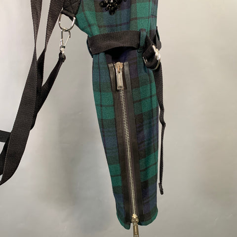 DSQUARED2 Taille 38 Pantalon Décontracté à Carreaux Blackwatch en Laine Vert Marine Noir Style Bondage