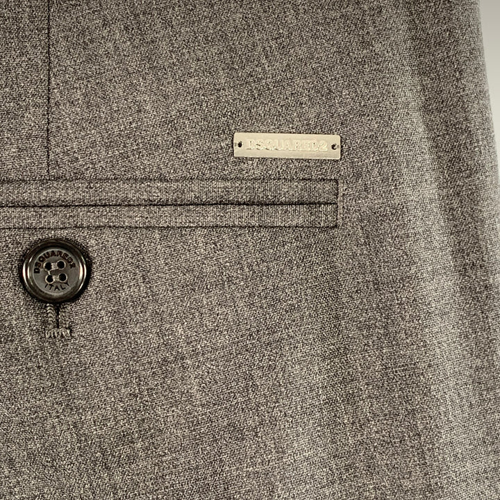 DSQUARED2 Size 32 Grey Charcoal Wool Blend Flat Front Dress Pants