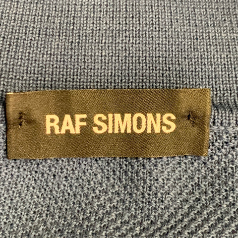 RAF SIMONS Size M Blue Cotton Raw Edge Half Placket Polo