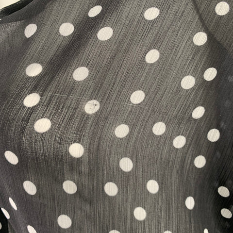 L'AGENCE Size XL Black White Polyester Polka Dot Open Collar Shirt