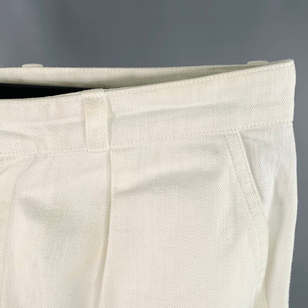 ADRET Size 34 White Pleated Tapered Casual Pants