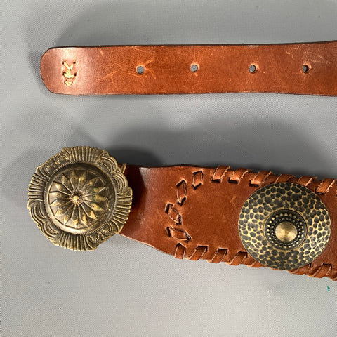 HENRY BEGUELIN Waist Size 29 Brown White Leather Belt