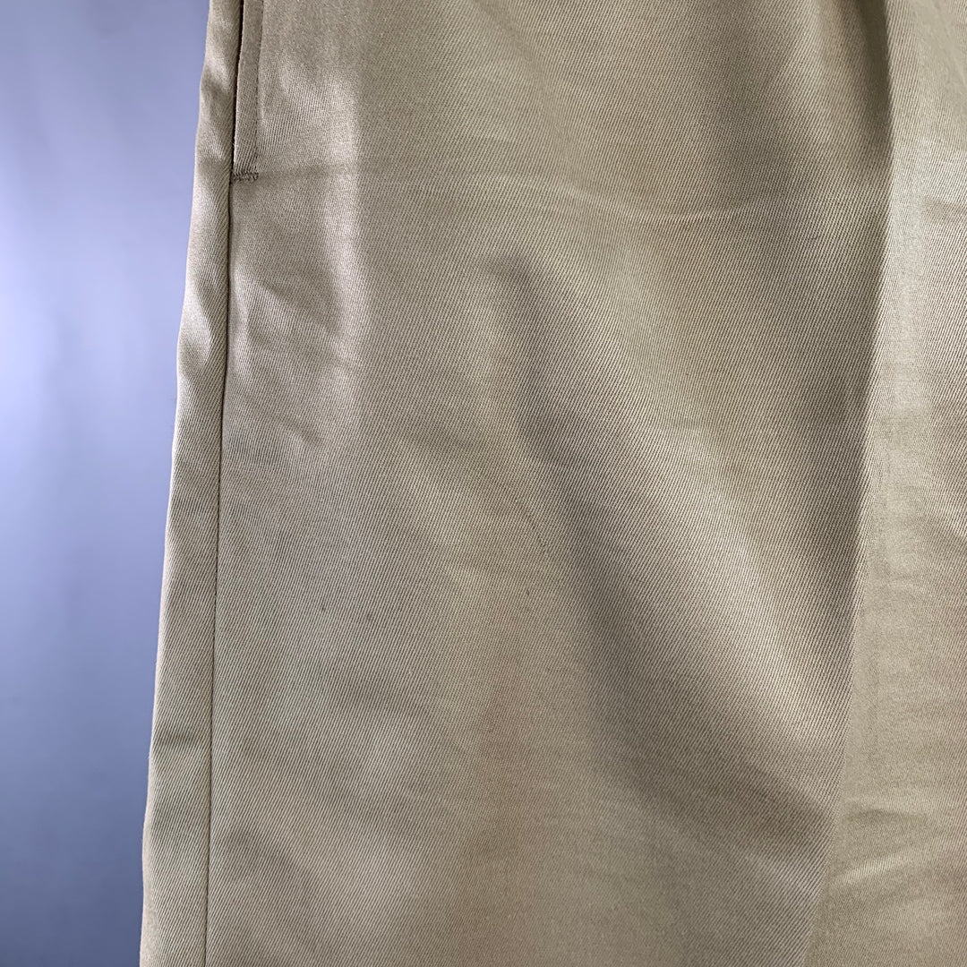 BELAFONTE Size XL Tan Twill Cotton Pleated Cuffed Button Fly Casual Pants