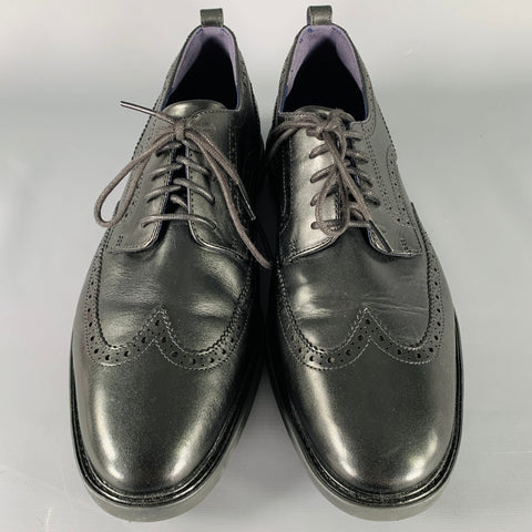COLE HAAN Size 13 Black Wingtip Leather Derby Lace Up Shoes