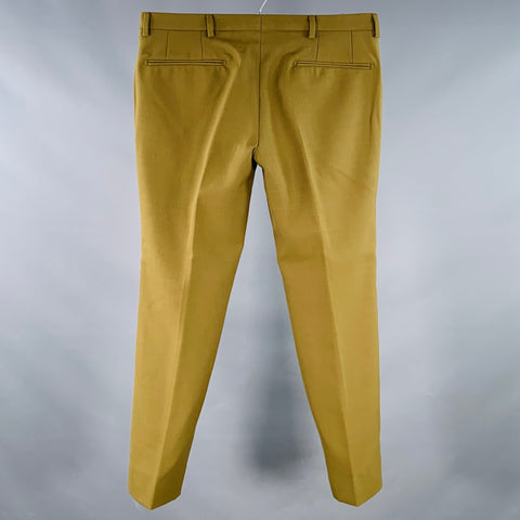 DRIES VAN NOTEN Size 32 Green Olive Polyester Wool Flat Front Dress Pants