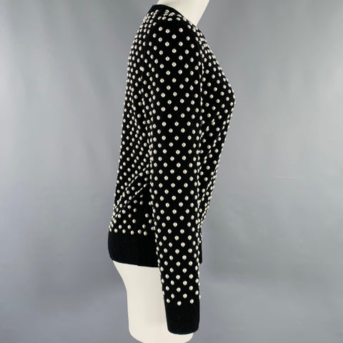 MICHAEL KORS Size M Black White Cashmere Pearls Crew Neck Sweater