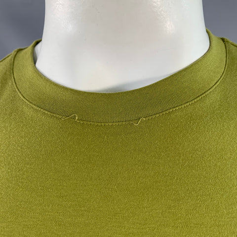 HERMES Size XXL Green Moss Contrast Trim Cotton Crew Neck T-shirt