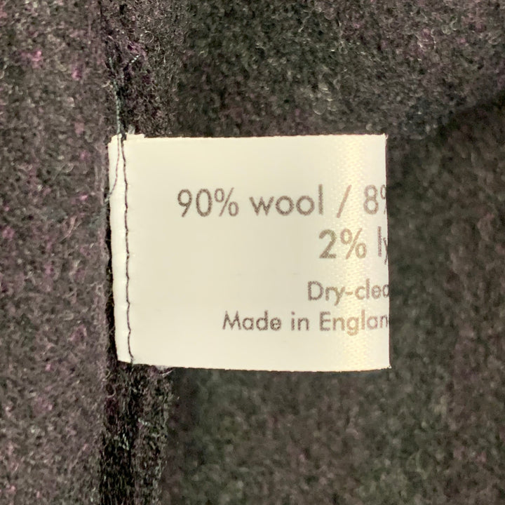 ESKANDAR Size L Brown Purple Wool Cashmere Ribbed Open Front Vest