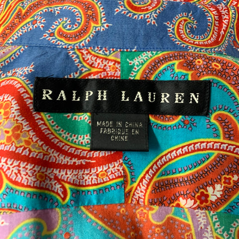 RALPH LAUREN Size S Blue Lavender Cotton Paisley Pointed Collar Set