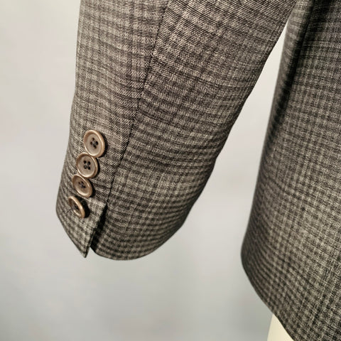 JOHN VARVATOS Size 38 Charcoal Black Checkered Wool Silk Sport Coat