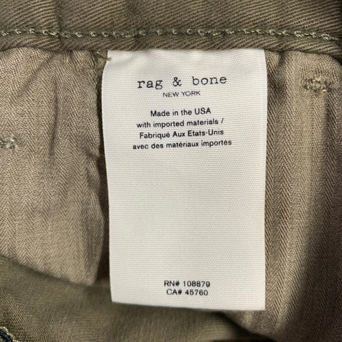 RAG & BONE Size 30 Green Olive Twill Cotton Polyurethane Zip Fly Casual Pants