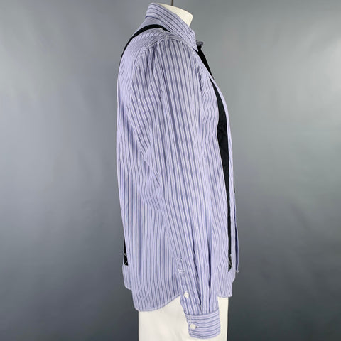 NEIGHBORHOOD Size L Blue Black & White Stripe Cotton Long Sleeve Shirt